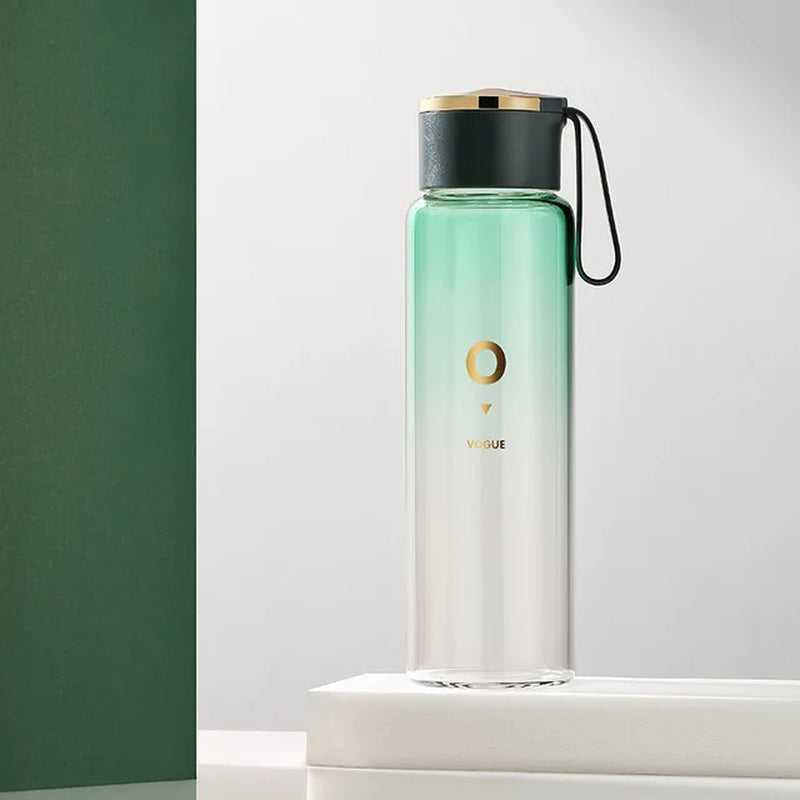 Luxury Gradient Colors Glass Water Bottle 400Ml Portable Tea Bottle Juice Shaker Bottle Adults Gifts Eco-Friendly Camping Office