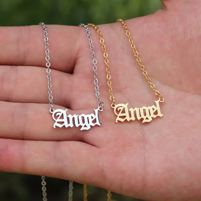 12 Zodiac Letters Pendant Necklace Old English Scorpio Aries Taurus Gemini Cancer Leo Choker Horoscope Signs Necklace Friendship