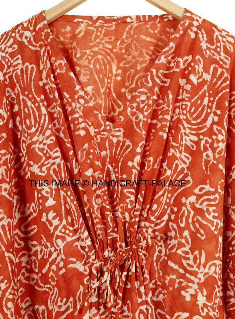 Anokhi,Vintage Indian Block Print Cotton Kaftan Dress,Hippy Boho Short Caftan