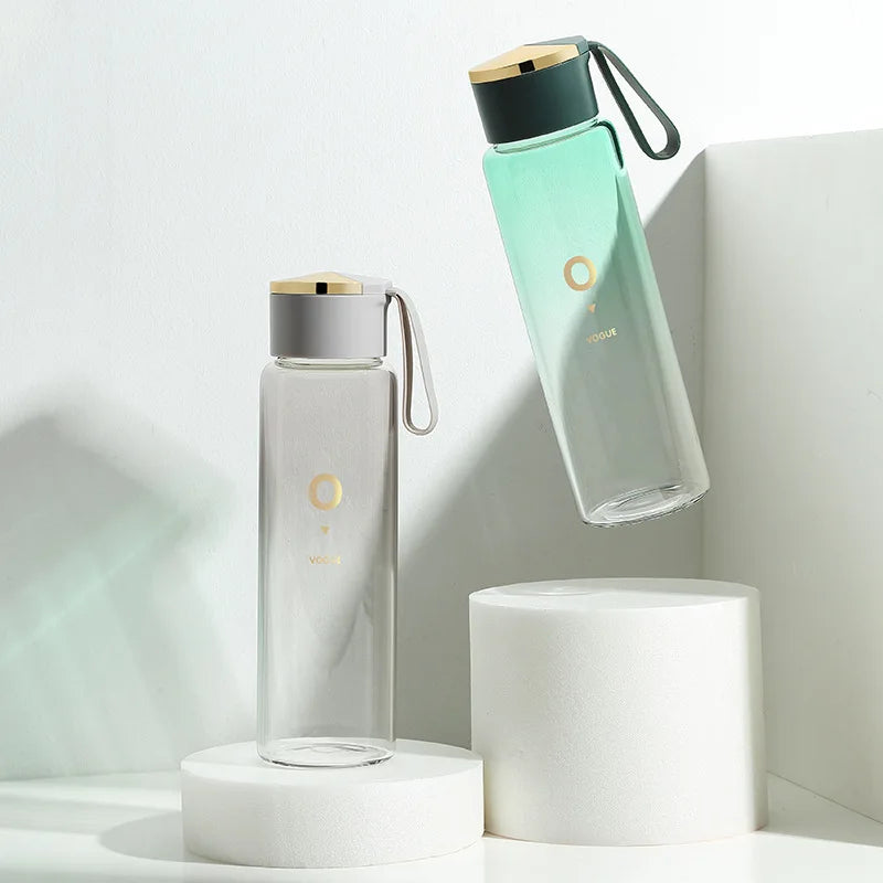 Luxury Gradient Colors Glass Water Bottle 400Ml Portable Tea Bottle Juice Shaker Bottle Adults Gifts Eco-Friendly Camping Office
