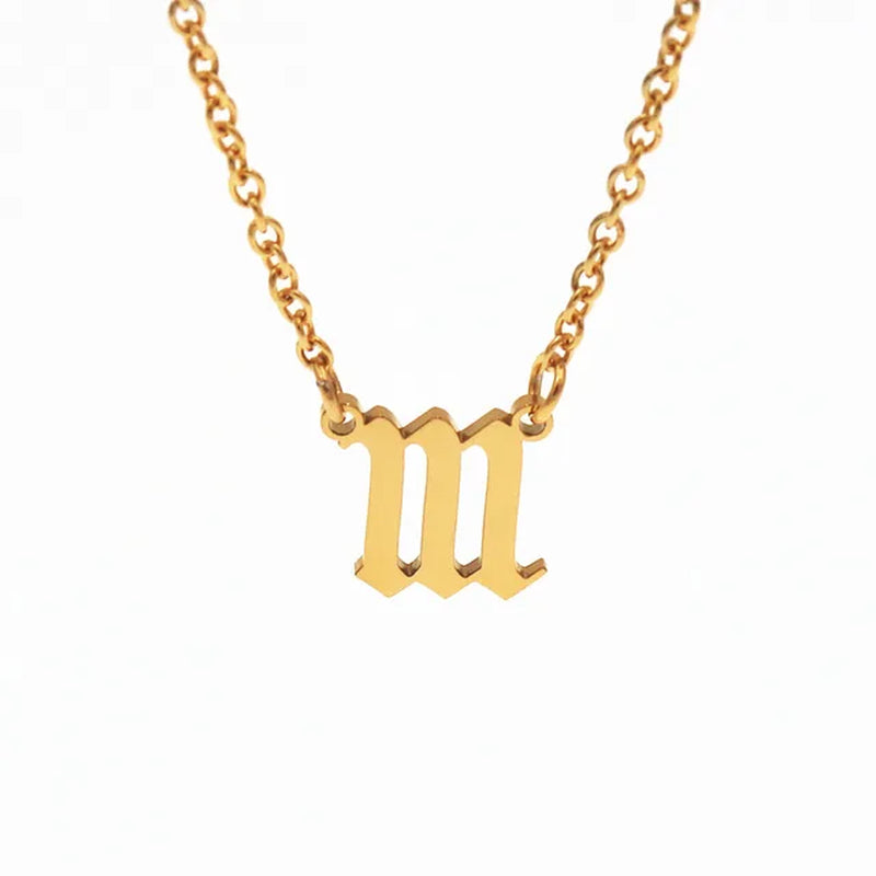 12 Zodiac Letters Pendant Necklace Old English Scorpio Aries Taurus Gemini Cancer Leo Choker Horoscope Signs Necklace Friendship