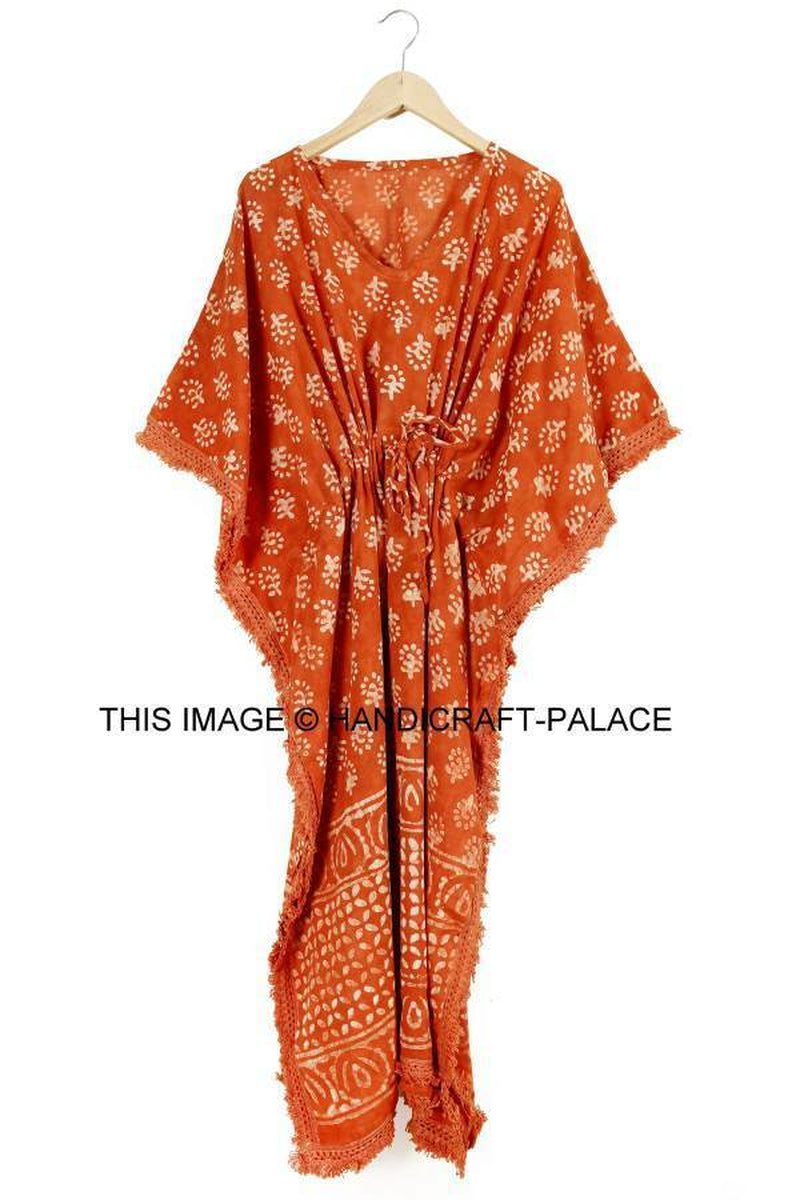 Anokhi,Vintage Indian Block Print Cotton Kaftan Dress,Hippy Boho Short Caftan