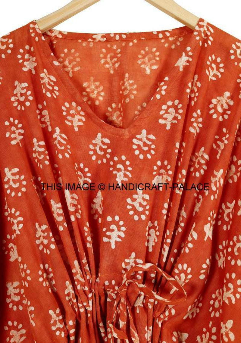 Anokhi,Vintage Indian Block Print Cotton Kaftan Dress,Hippy Boho Short Caftan