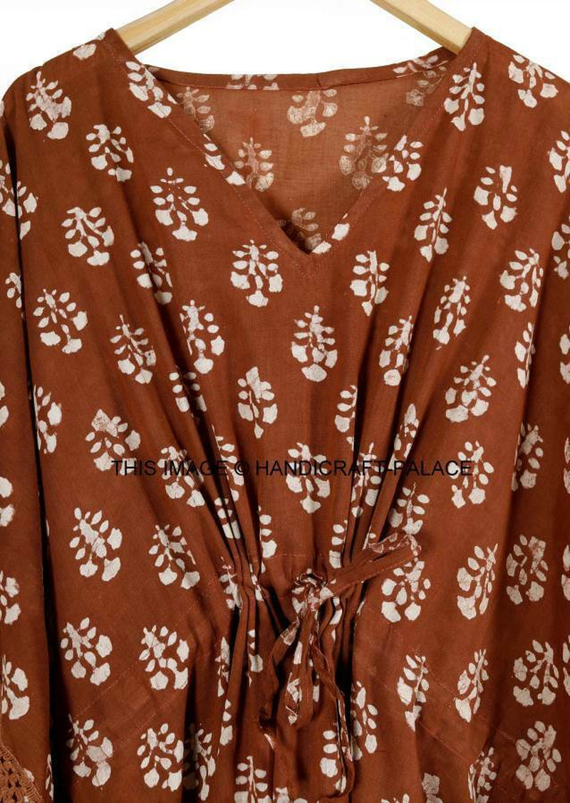 Anokhi,Vintage Indian Block Print Cotton Kaftan Dress,Hippy Boho Short Caftan