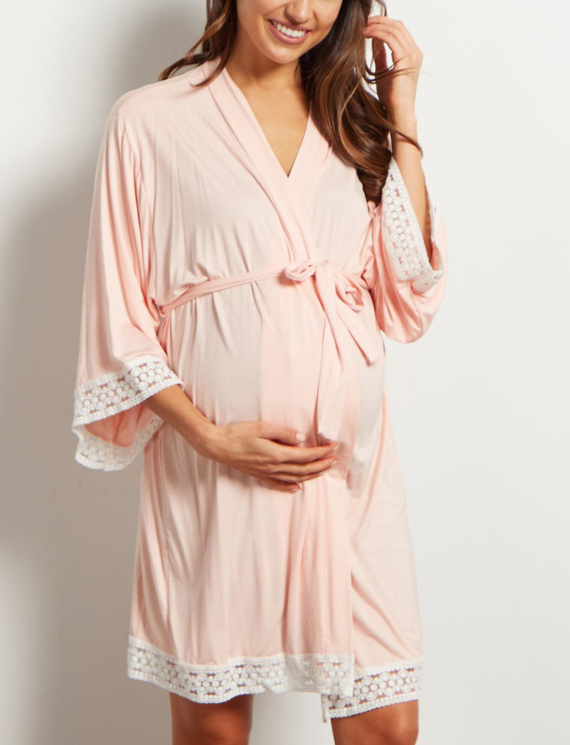 2021 New Lace Maternity Pajamas Pregnant Women Lounge Breastfeeding Pajamas Maternity Robe Maternity Nightgown Nursing Pajamas
