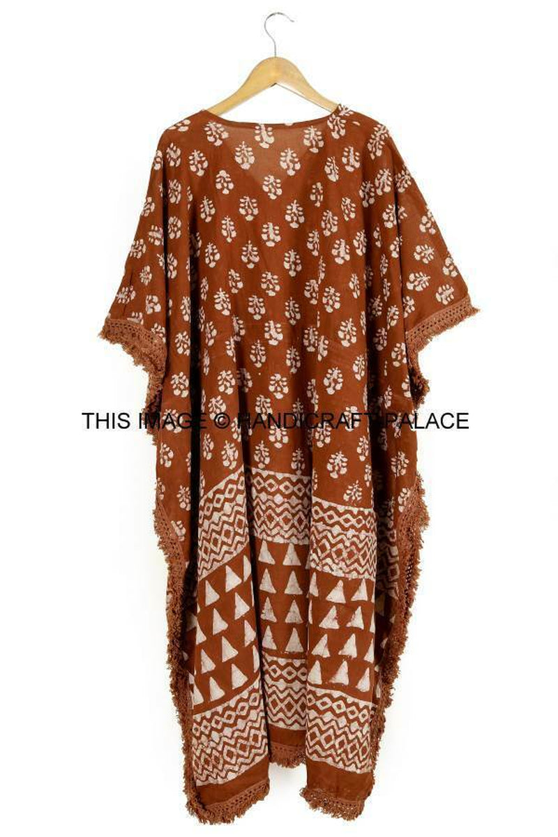 Anokhi,Vintage Indian Block Print Cotton Kaftan Dress,Hippy Boho Short Caftan