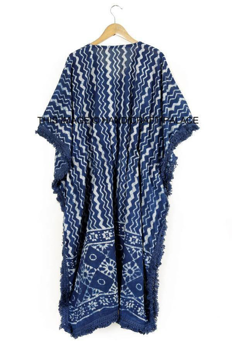 Anokhi,Vintage Indian Block Print Cotton Kaftan Dress,Hippy Boho Short Caftan