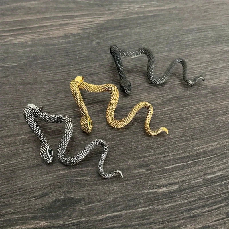 Emerald Eyes Snake Earrings, Front Back Earrings, Snake Earrings,Black Earrings, Ear Jacket, Snake Front Back Earrings