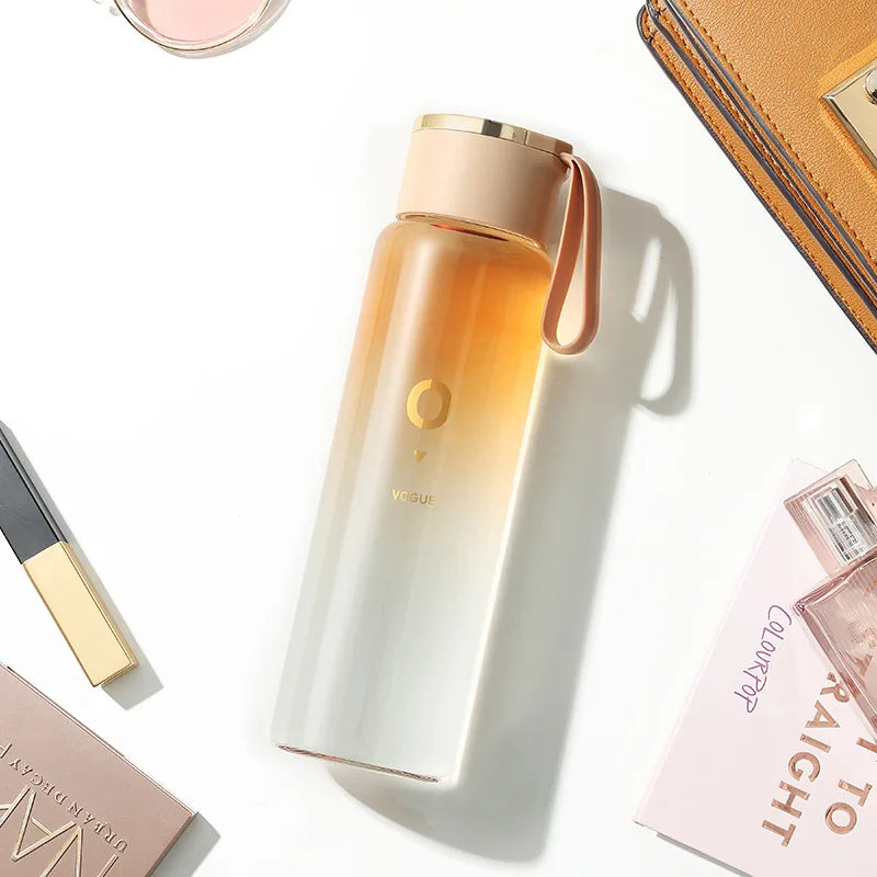 Luxury Gradient Colors Glass Water Bottle 400Ml Portable Tea Bottle Juice Shaker Bottle Adults Gifts Eco-Friendly Camping Office