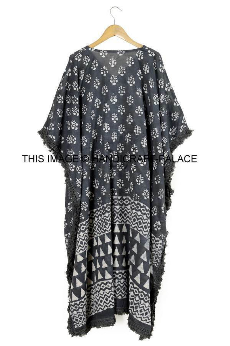 Anokhi,Vintage Indian Block Print Cotton Kaftan Dress,Hippy Boho Short Caftan