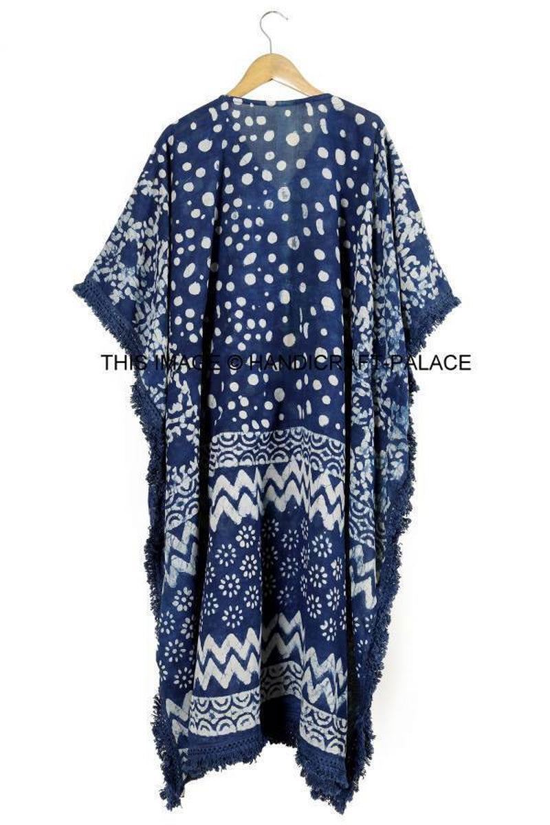 Anokhi,Vintage Indian Block Print Cotton Kaftan Dress,Hippy Boho Short Caftan