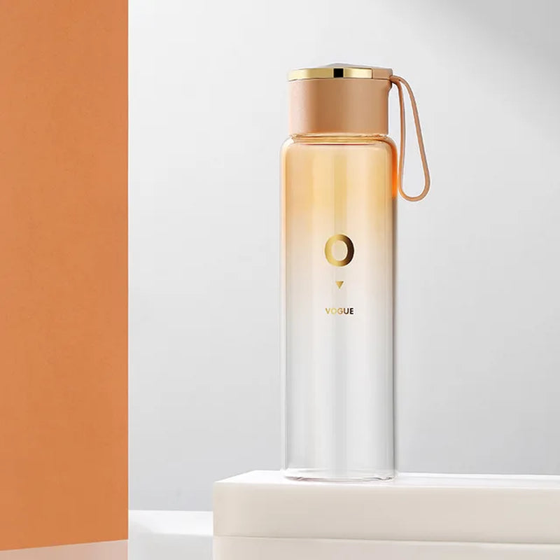Luxury Gradient Colors Glass Water Bottle 400Ml Portable Tea Bottle Juice Shaker Bottle Adults Gifts Eco-Friendly Camping Office