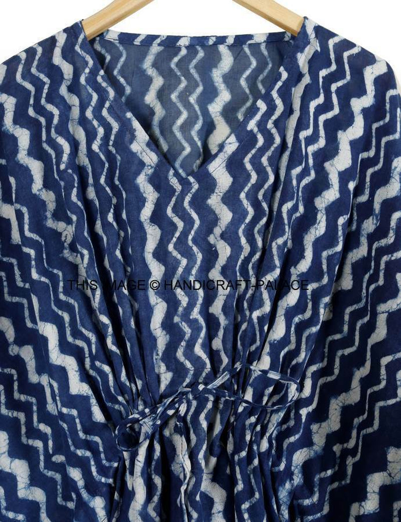 Anokhi,Vintage Indian Block Print Cotton Kaftan Dress,Hippy Boho Short Caftan
